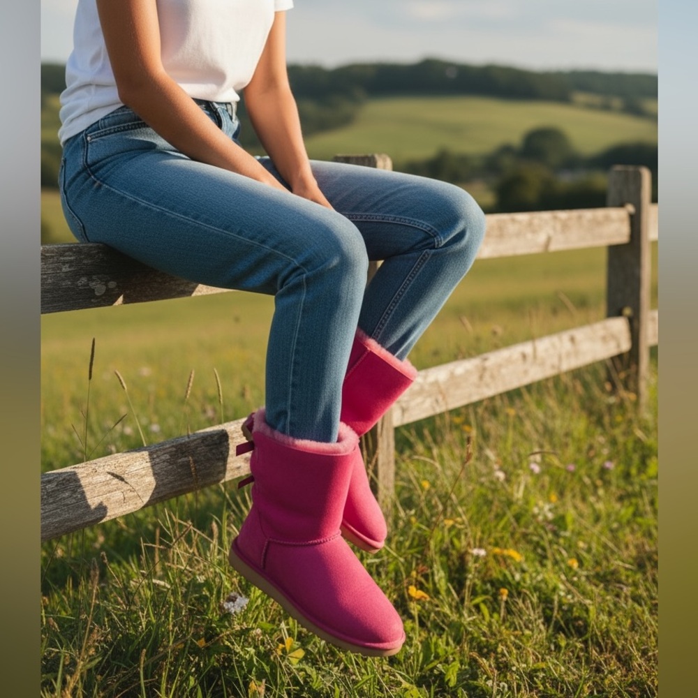 UGG Classic Bailey Bow II Boots in Paz Pink /US Womens Size 6 / Gently Used